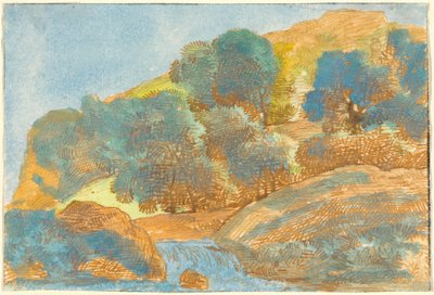Heuvelachtig landschap met een stroom door Franz Innocenz Josef Kobell