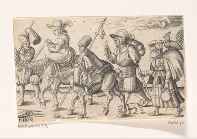Soldaten en marketentsters door Franz Isaac Brun