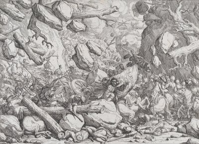Maximiliaan Emanuel en het Beierse leger in een smalle pas in de Tirol door Franz Joachim Beich