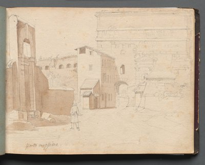 Album met Zichten op Rome en Omgeving, Landschapsstudies, pagina 11a: "Porta Maggiore" door Franz Johann Heinrich Nadorp