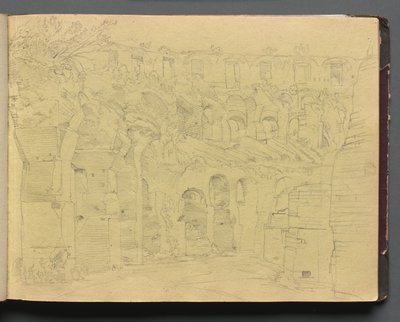 Album met Zichten op Rome en Omgeving, Landschapsstudies, pagina 12a: Romeinse Ruïnes door Franz Johann Heinrich Nadorp