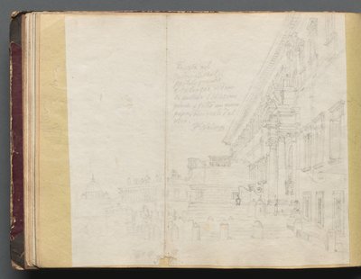 Album met uitzichten van Rome en omgeving, landschapsstudies, pagina 15b: Romeins architecturaal uitzicht door Franz Johann Heinrich Nadorp