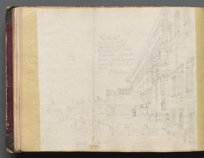 Album met Zichten op Rome en Omgeving, Landschapsstudies, pagina 15b: Romeins Architecturaal Zicht door Franz Johann Heinrich Nadorp