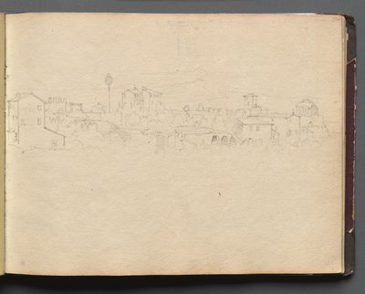 Album met uitzichten van Rome en omgeving, landschapsstudies, pagina 16a: Romeins uitzicht door Franz Johann Heinrich Nadorp