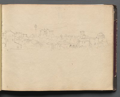 Album met Zichten op Rome en Omgeving, Landschapsstudies, pagina 16a: Romeins Zicht door Franz Johann Heinrich Nadorp