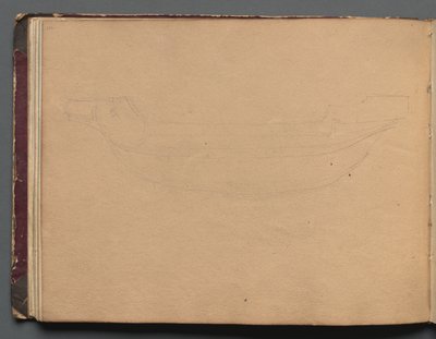 Album met uitzichten van Rome en omgeving, landschapsstudies, pagina 19b: Schets van een boot door Franz Johann Heinrich Nadorp