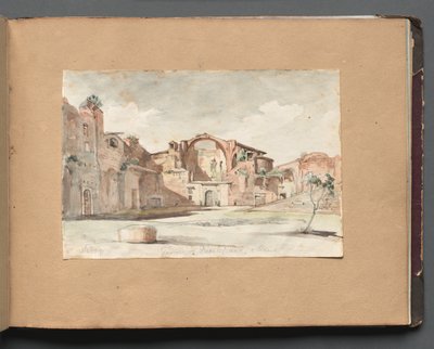 Album met uitzichten van Rome en omgeving, landschapsstudies, pagina 22a: "Terme di Diocleziano, Rome" door Franz Johann Heinrich Nadorp