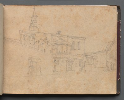 Album met uitzichten van Rome en omgeving, landschapsstudies, pagina 26a: Romeinse architectonische weergave door Franz Johann Heinrich Nadorp