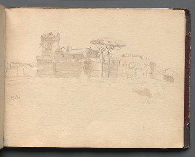 Album met uitzichten van Rome en omgeving, landschapsstudies, pagina 28a: Ostia door Franz Johann Heinrich Nadorp
