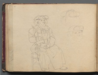 Album met Zichten van Rome en Omgeving, Landschapsstudies, pagina 38b: Figurenstudie door Franz Johann Heinrich Nadorp