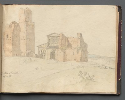 Album met uitzichten van Rome en omgeving, landschapsstudies, pagina 41a: St. Pietro, Toscanella door Franz Johann Heinrich Nadorp