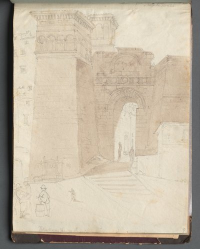 Album met Zichten op Rome en Omgeving, Landschapsstudies, pagina 50a: Romeins Architecturaal Zicht door Franz Johann Heinrich Nadorp