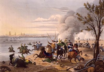 Napoleons vlucht over de Rijn bij de stad Mentz, achtervolgd door de bondgenoten door Franz Joseph (after) Manskirch