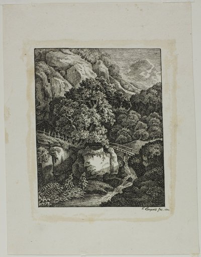 Bosrijk Berglandschap met een Kleine Waterval en Pad door Franz Joseph Leopold