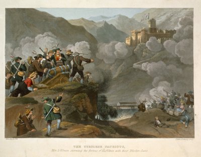 De Tiroolse Patriotten Stormen het Fort van Kuffstein met hun Houten Kanonnen, uit Historic, Military and Naval Anecdotes door Franz Joseph Manskirch