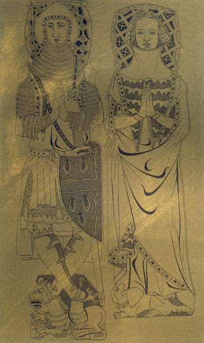 Een koperen plaquette van Minster Abbey en Kerk, Isle of Sheppey, Kent, 1337 door Franz Kellerhoven