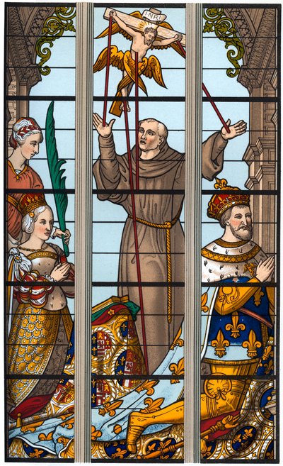 Francis I en Eleonore bij hun Devoties, 1515-1547, 1870 door Franz Kellerhoven