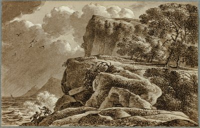 Kustlandschap met naderende storm door Franz Kobell