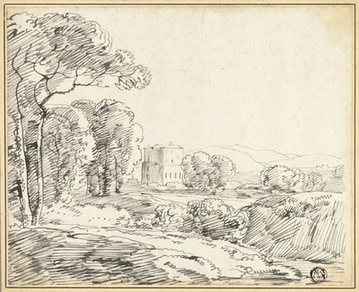 Landschap, Huis in park door Franz Kobell