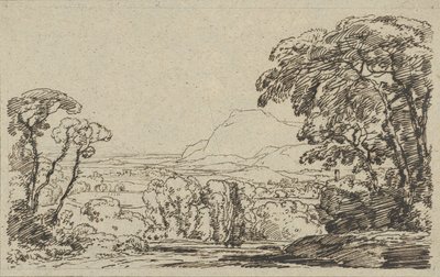 Landschap met vallei in de bergen door Franz Kobell