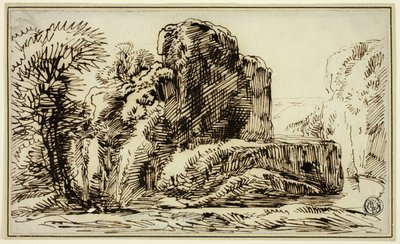 Rotsen, bomen en rivier door Franz Kobell