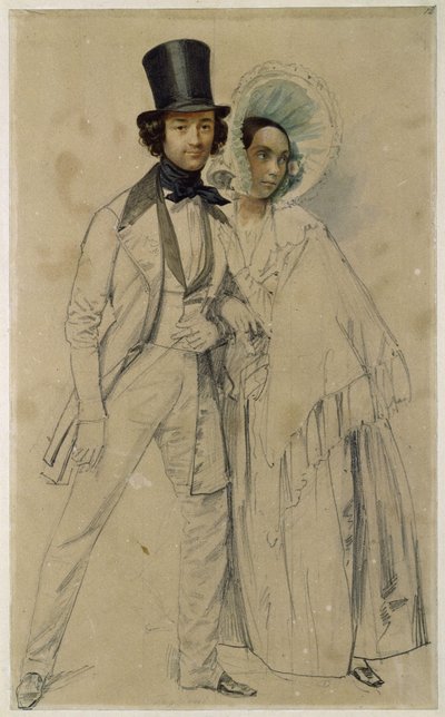 Het echtpaar Paul en Amalie Taglioni (Studie voor het schilderij „Parade van het eerste voetgarderegiment”, 1839) door Franz Krüger