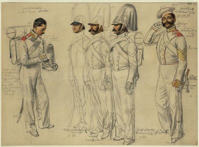 Jacob Kotscheroffskoy, Tschumarinoff Semianoffs, Lumpoff Ismailoff, Sokoloff Feldwebel Gewdokimoff door Franz Krüger