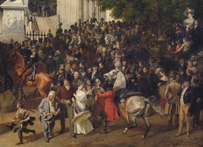 Parade op de Opernplatz in Berlijn (detail) door Franz Krüger