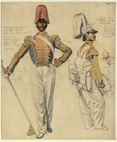 Tamboer-majoor Vasily Kossarev, regimentstrommelaar Kuzma Krassilnikov door Franz Krüger