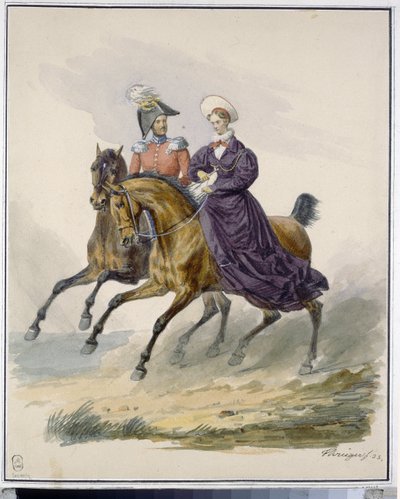 Keizer Nicolaas I en keizerin Alexandra Fjodorovna door Franz Krüger