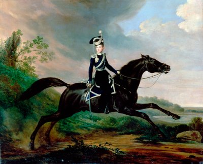 Ruiterportret van Grootvorst Alexander Nikolajevitsj door Franz Kruguer