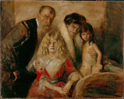 De kunstenaar met zijn vrouw en kinderen door Franz von Lenbach