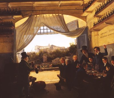 Kroonprins Ludwig (1786-1868) in de Spaanse Wijnkelder in Rome, 1824 door Franz Ludwig Catel