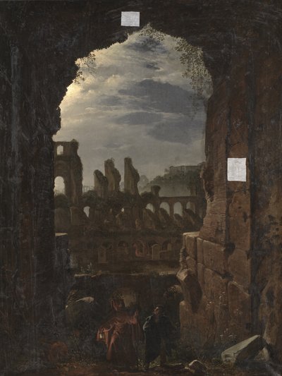 Uitzicht op het Colosseum bij maanlicht door Franz Ludwig Catel