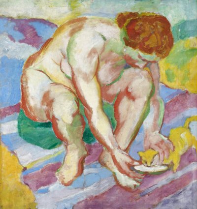 Naakt met kat door Franz Marc
