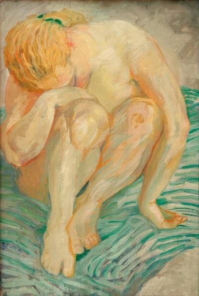 Naaktstudie (Vrouwelijk naakt) door Franz Marc