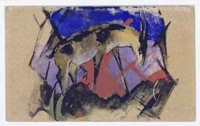Antilope (auch: Steinbock) (Postkarte an Else Lasker-Schüler) door Franz Marc