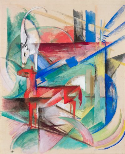 Compositie met dieren II door Franz Marc