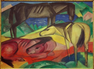 Drie paarden II door Franz Marc