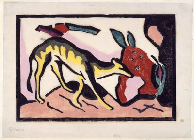Fabeltier (Beilage zur Luxusausgabe des Almanachs Der Blaue Reiter) door Franz Marc