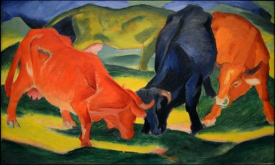 Vechtende koeien, 1911 door Franz Marc
