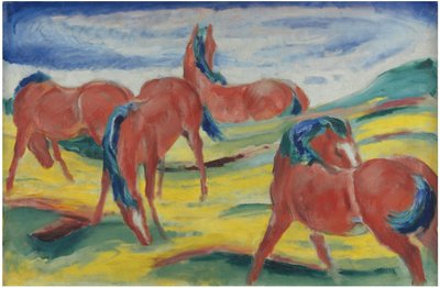 Grazende paarden III, 1910 door Franz Marc