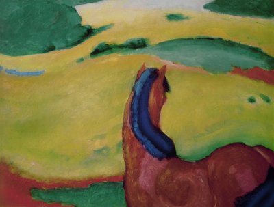 Paard in een landschap, 1910 door Franz Marc