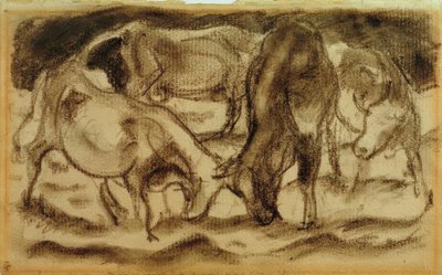 Vechtende koeien door Franz Marc