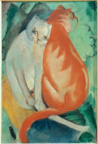 Katten, rood en wit door Franz Marc