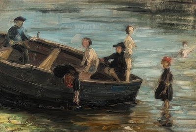 Kinderen in een boot. 1903 door Franz Marc