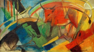Klein schilderij met runderen door Franz Marc