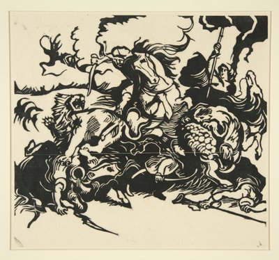 Leeuwenjacht door Franz Marc