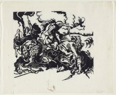 Leeuwenjacht naar Delacroix door Franz Marc