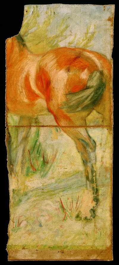 Paard voor grote struik door Franz Marc